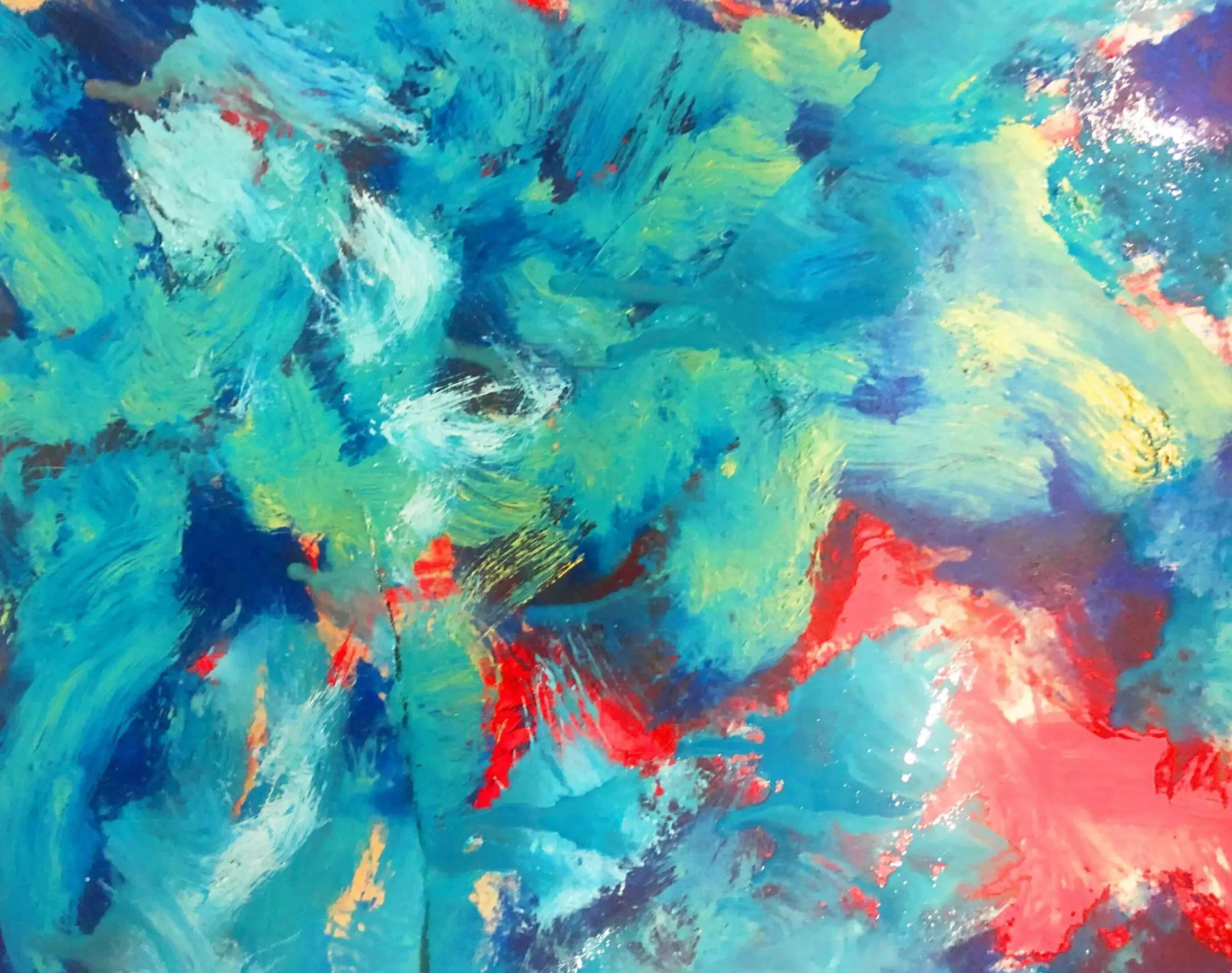 oww A painting of blue and red abstract shapes